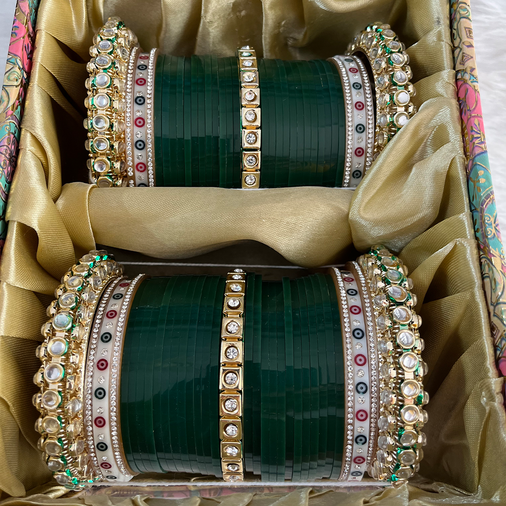 Kundan Green Chuda Set