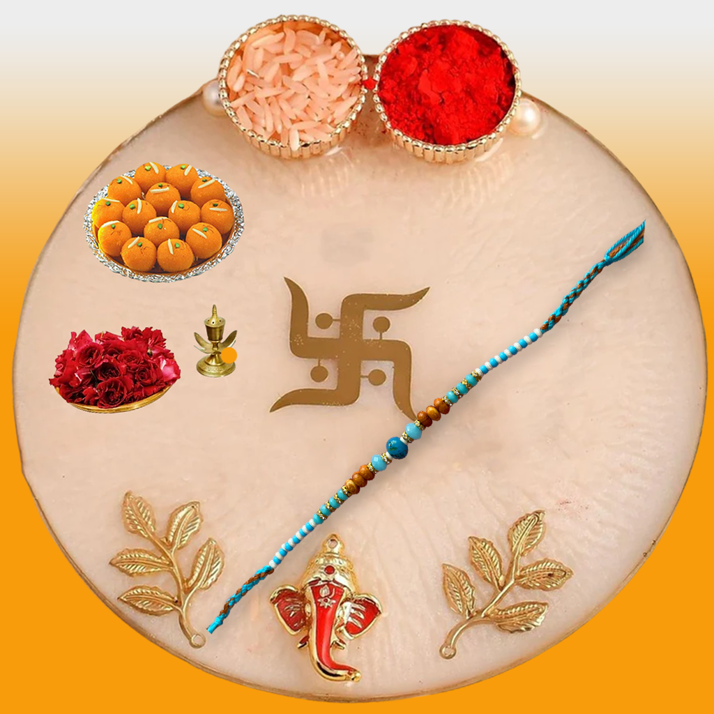 Blue Wodden Rakhi for Brother
