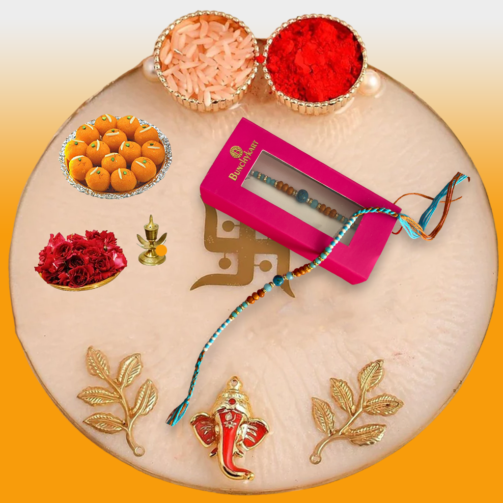 Blue Wodden Rakhi for Brother