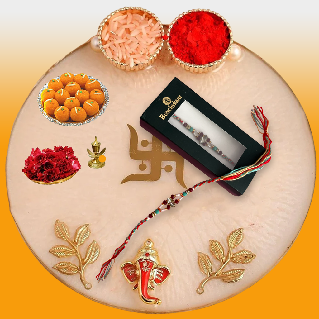 Blue Kundan Rakhi for Brother