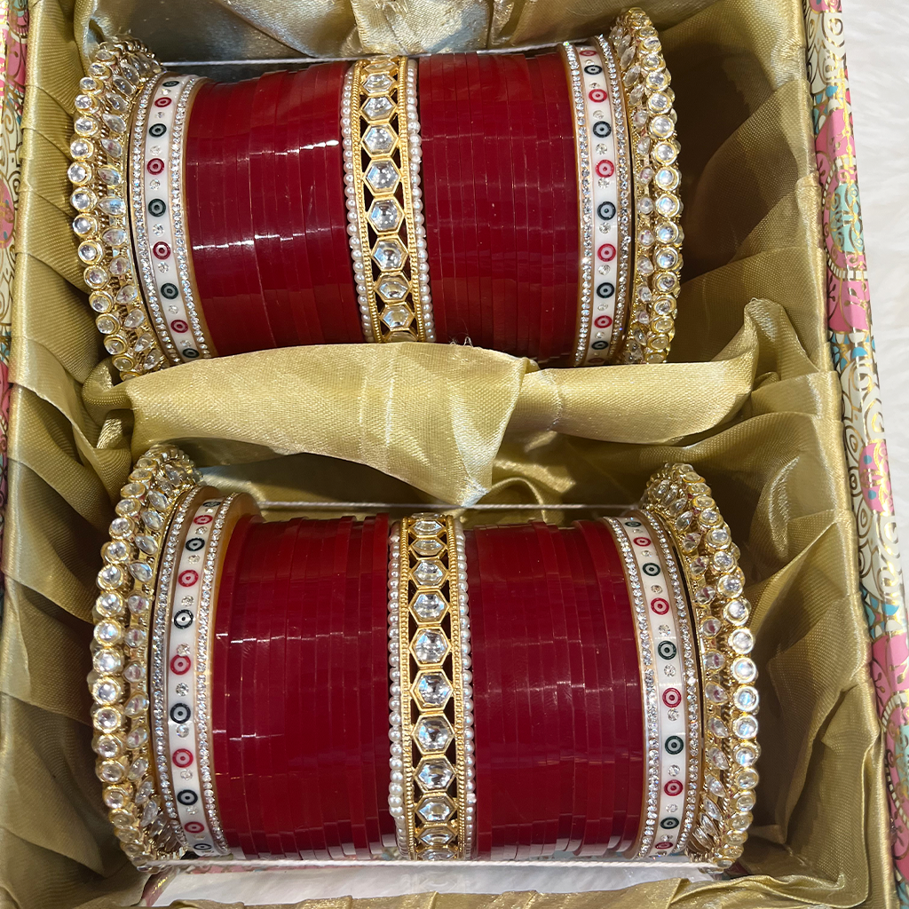 Kundan Red Chuda Set