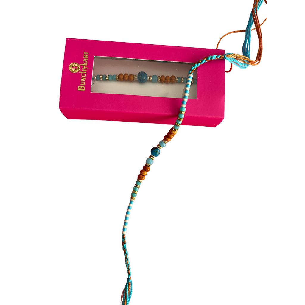 Blue Wodden Rakhi for Brother