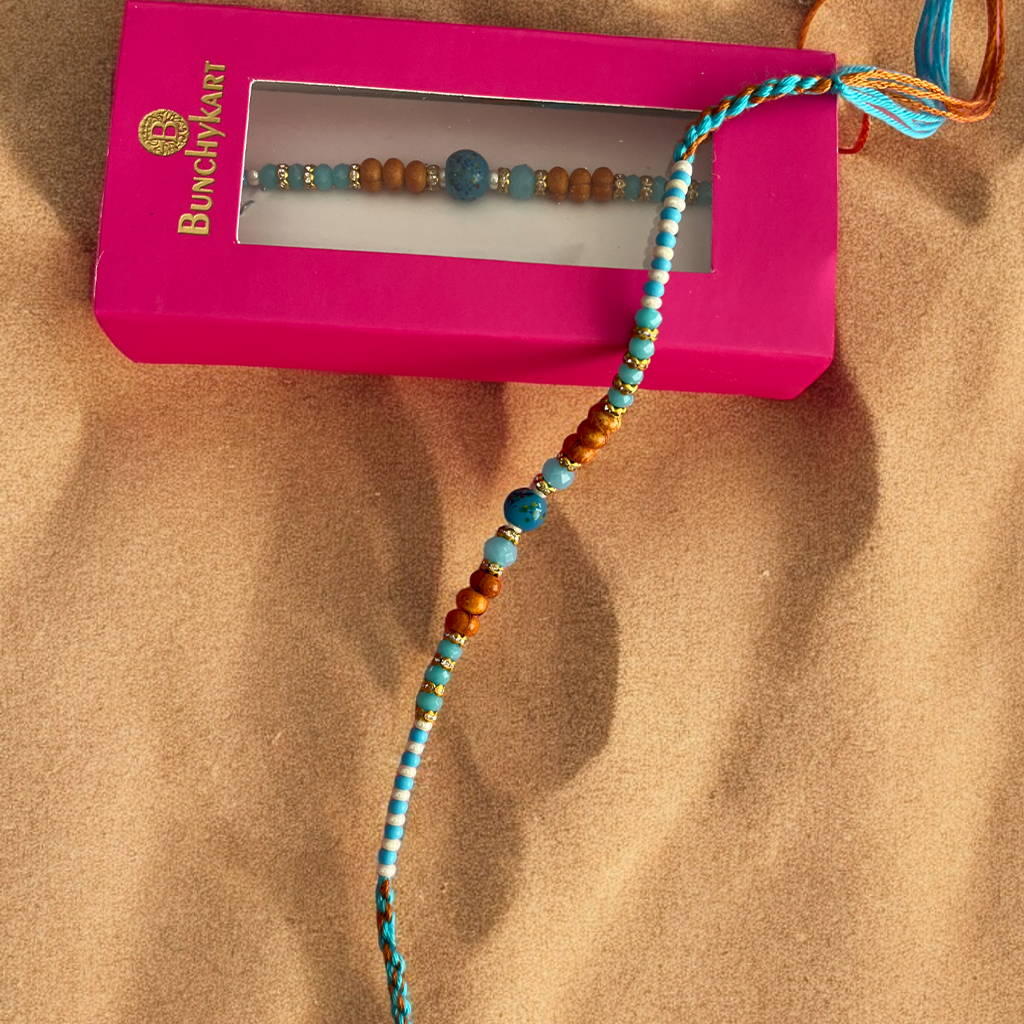 Blue Wodden Rakhi for Brother