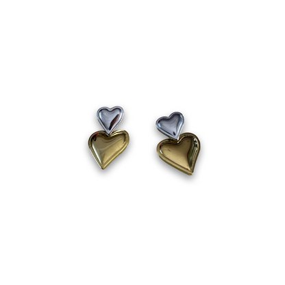 Double Heart Stud Earrings