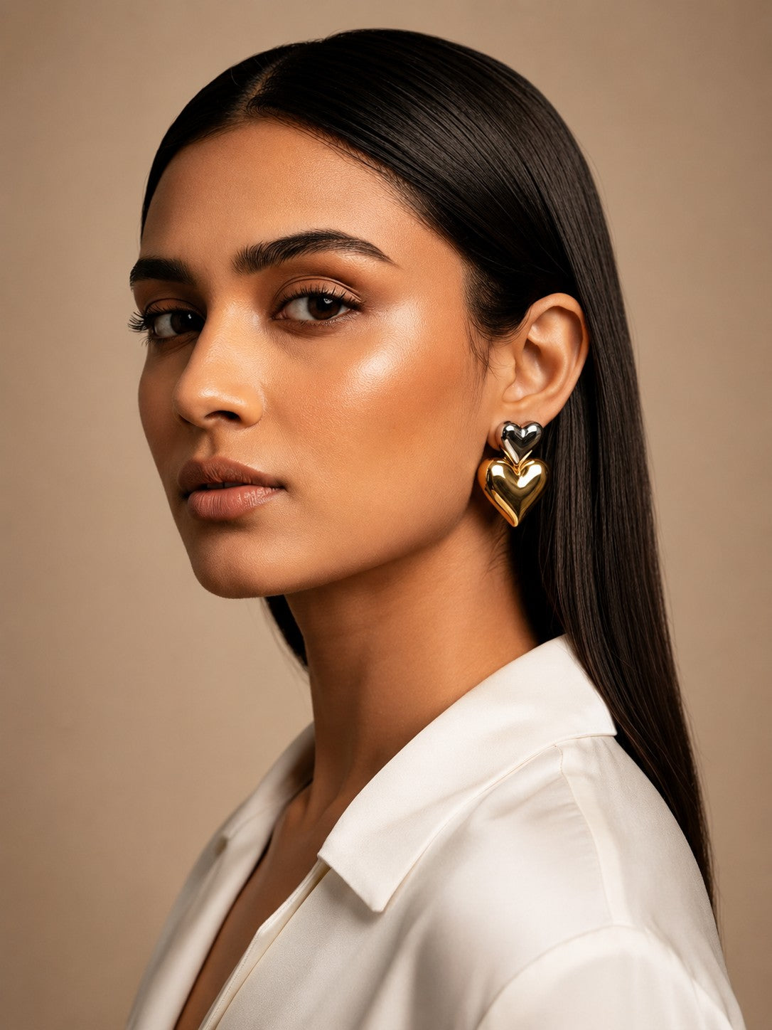 Double Heart Stud Earrings