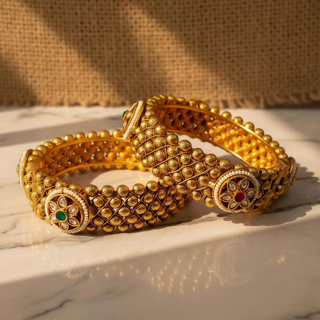 Riwaaz Gold Statement Kada (Set of 2)