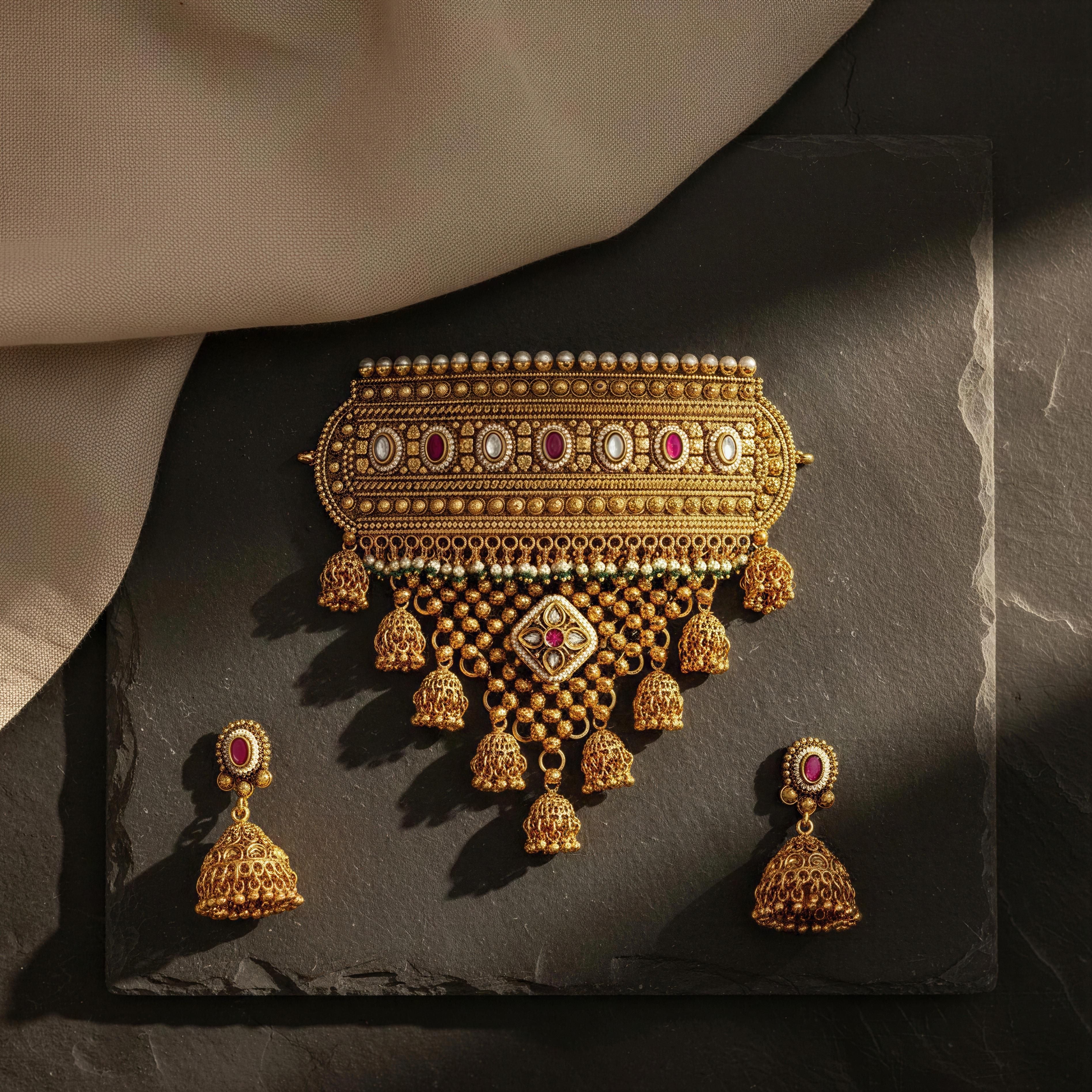 Rajwadi Choker Necklace Set