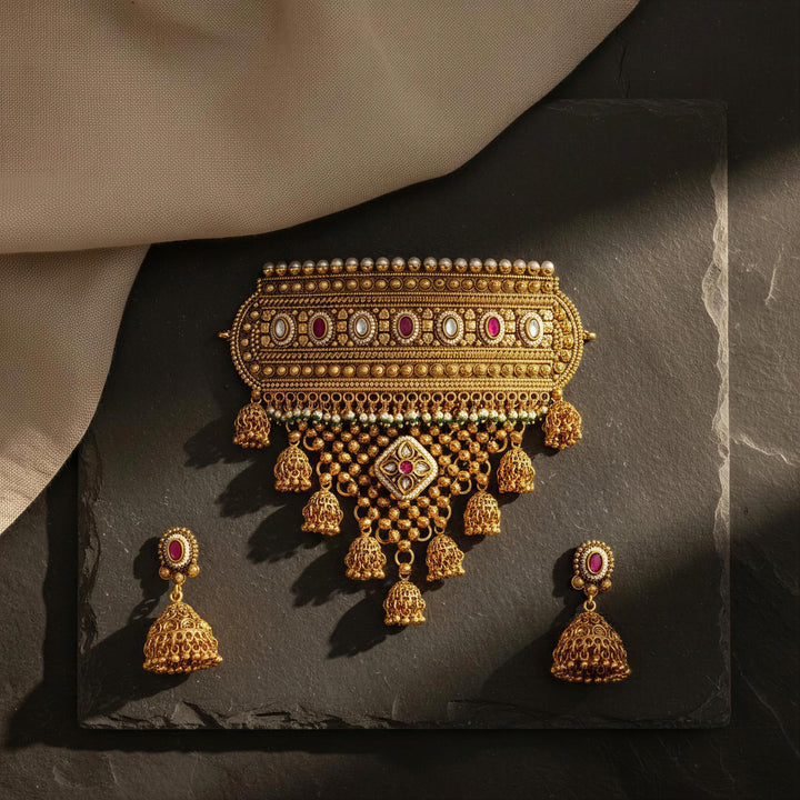 Rajwadi Choker Necklace Set