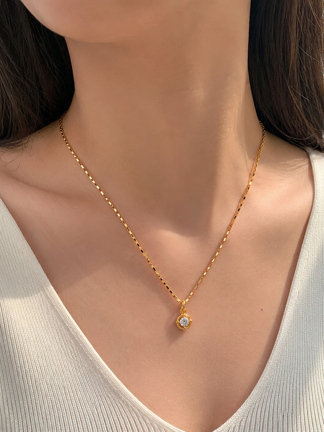 Circle Drop Chain Pendant Set
