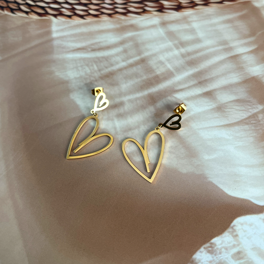 Dual Heart Stud Earrings