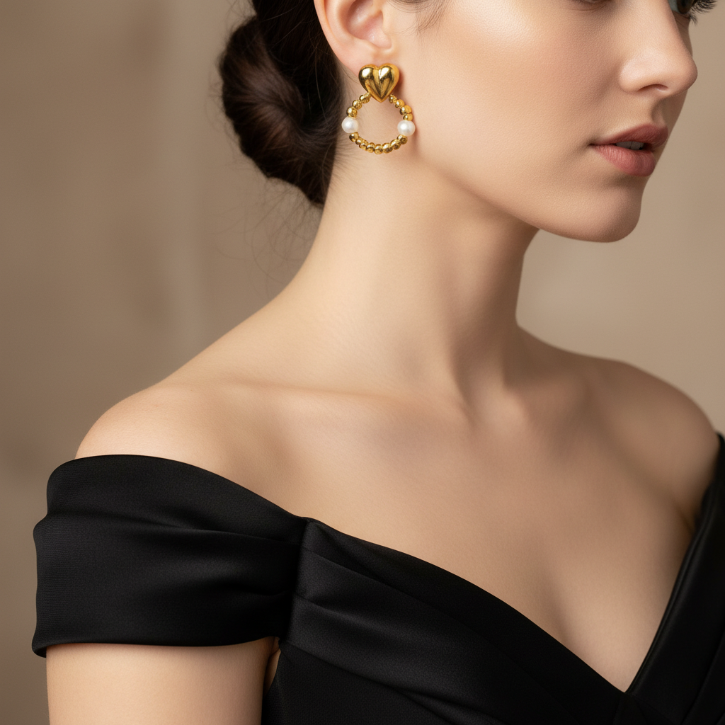Aurelia  Pearl Hearts Hoops