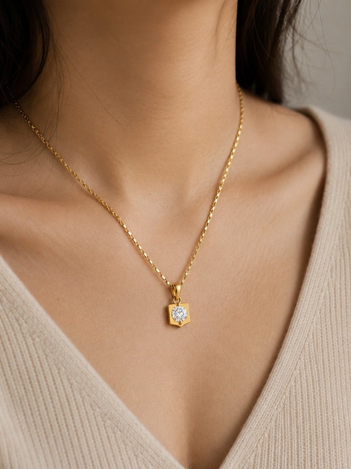 Square Pyramid Drop Chain Pendant Set