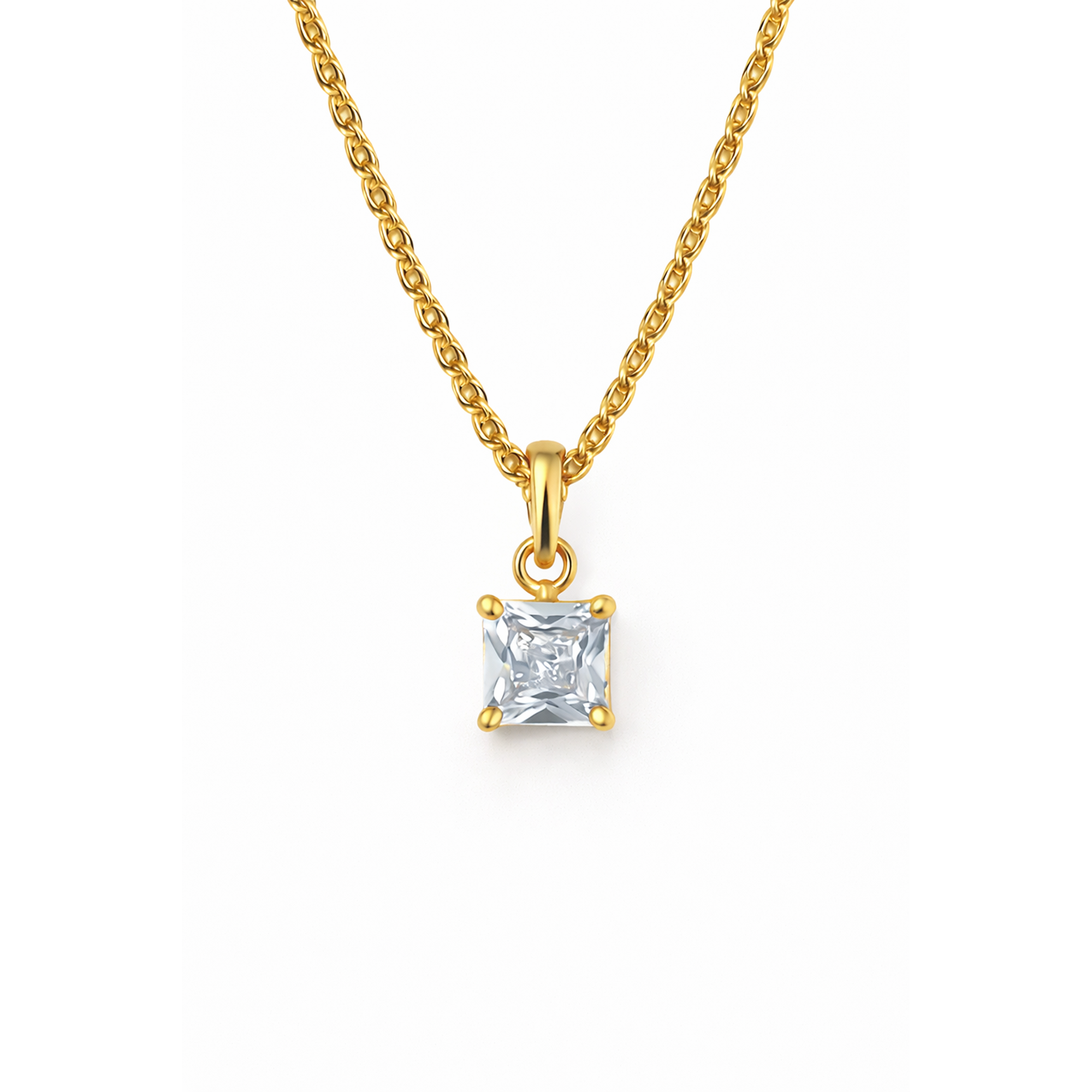Princess Cut Chain Pendant Set