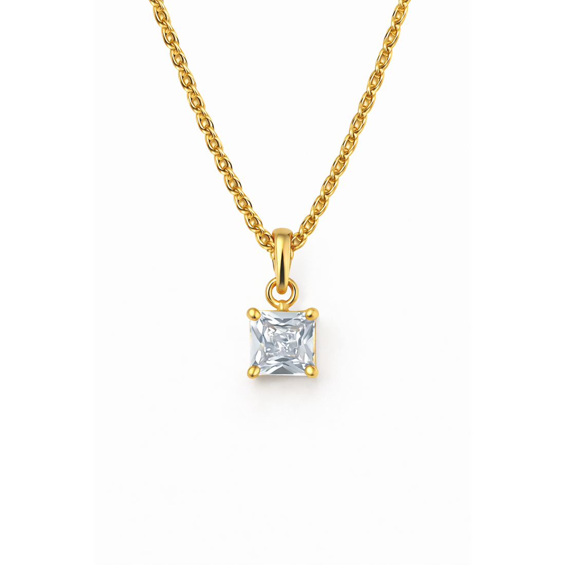 Princess Cut Chain Pendant Set