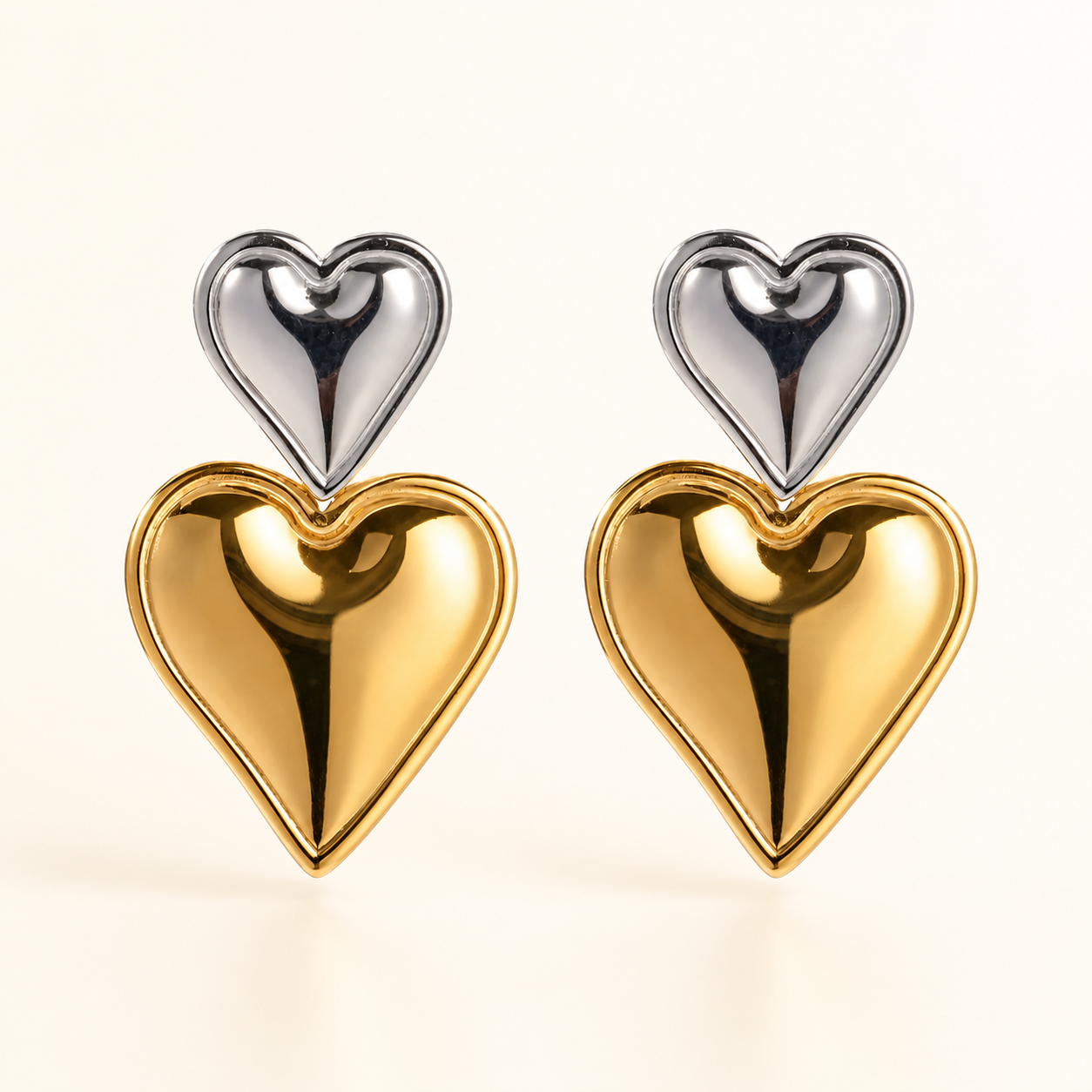 Double Heart Stud Earrings