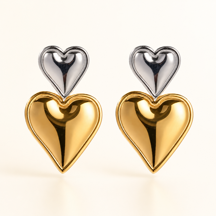 Double Heart Stud Earrings