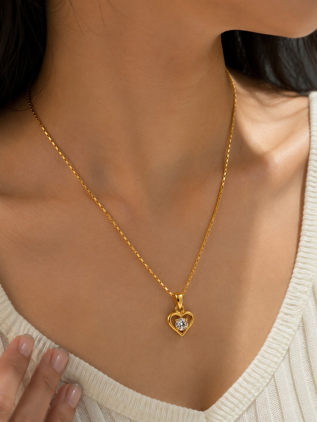 Heart Shape Chain Pendant Set