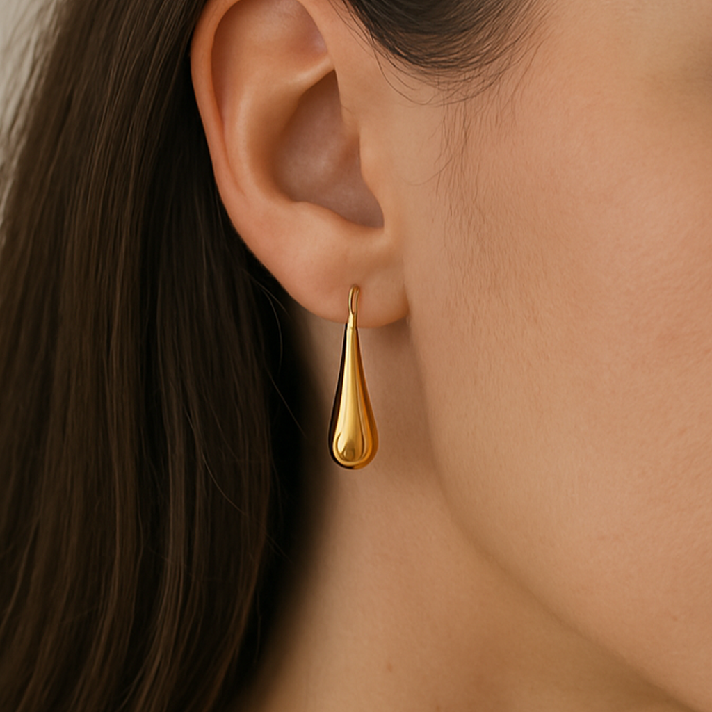 18k Gold Water Drop Earrings