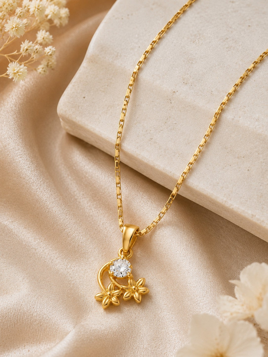 Flower Drop Chain Pendant Set