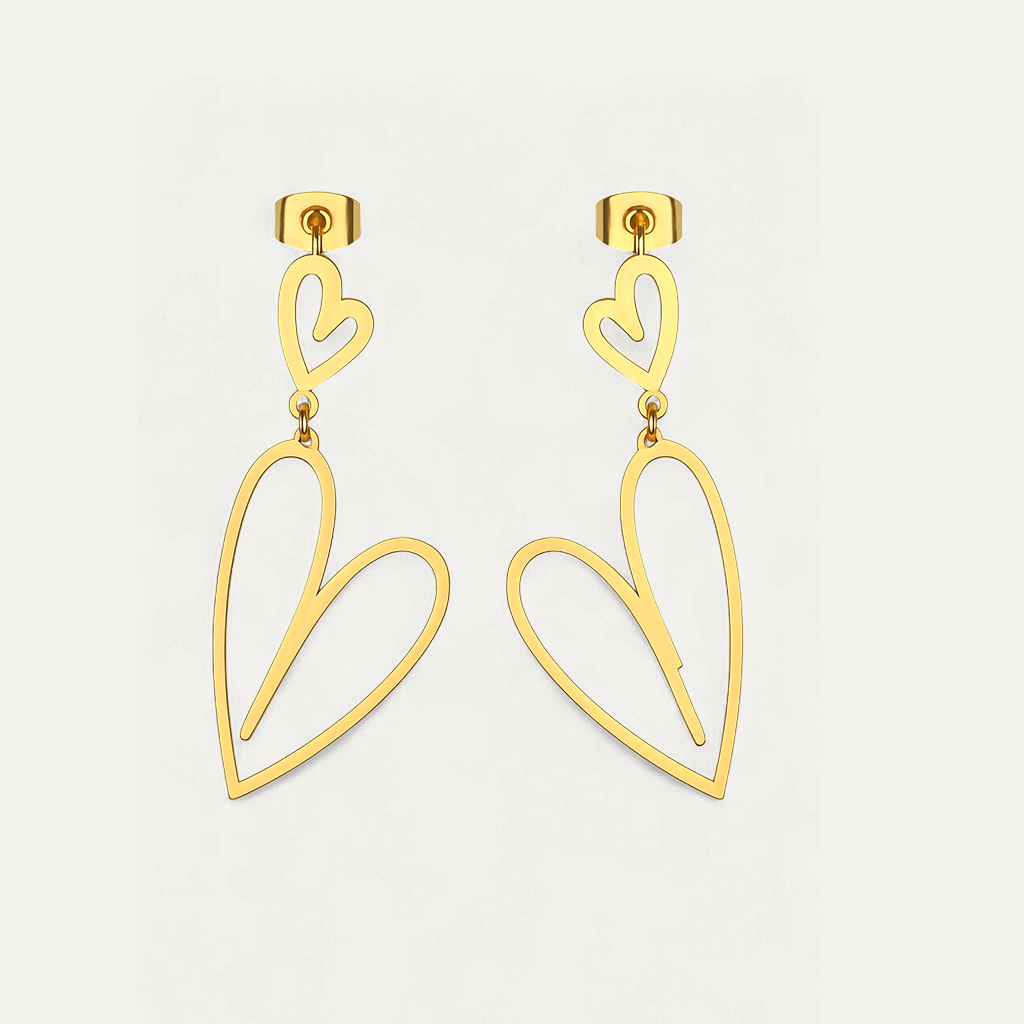 Dual Heart Stud Earrings