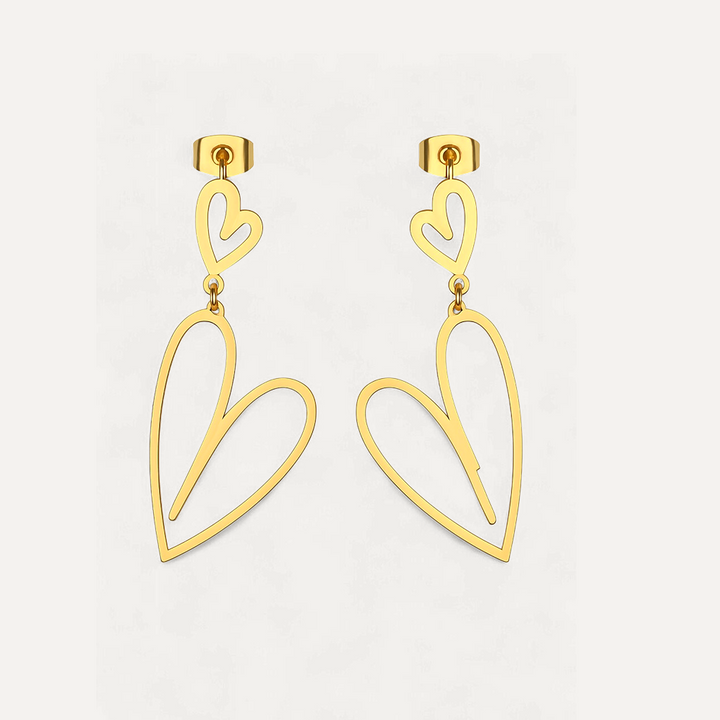 Dual Heart Stud Earrings