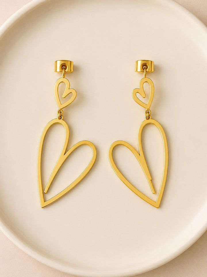 Dual Heart Stud Earrings