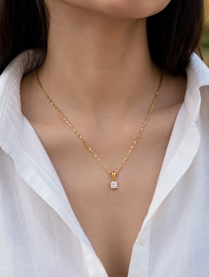 Princess Cut Chain Pendant Set