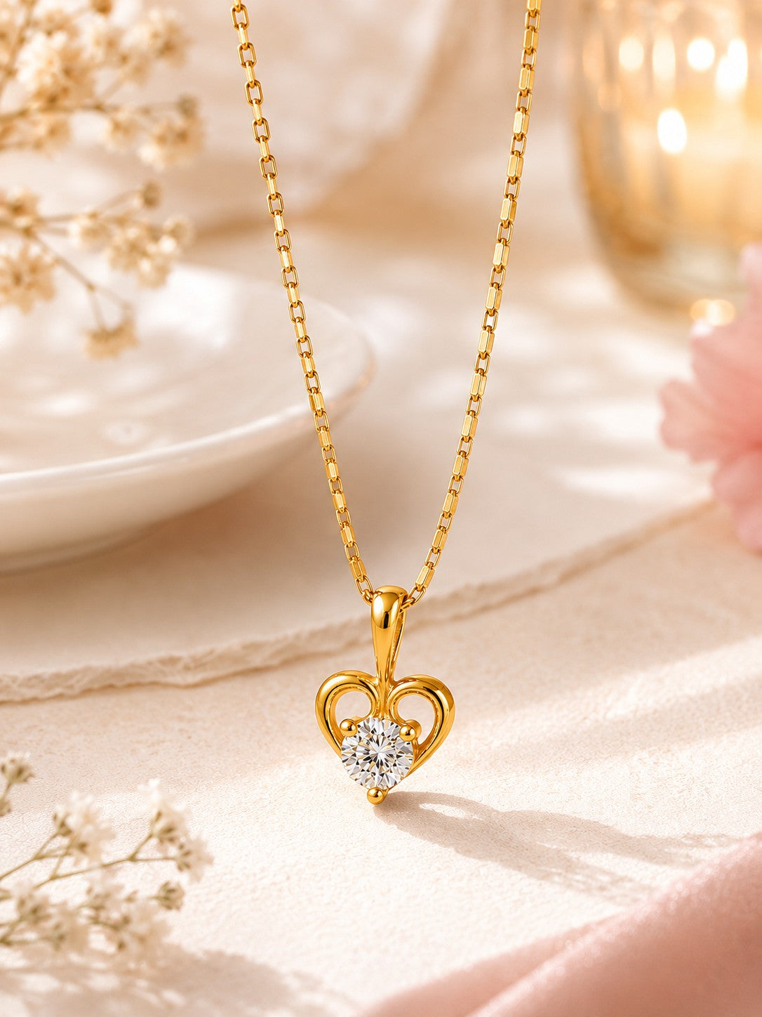 Heart Drop Chain Pendant Set