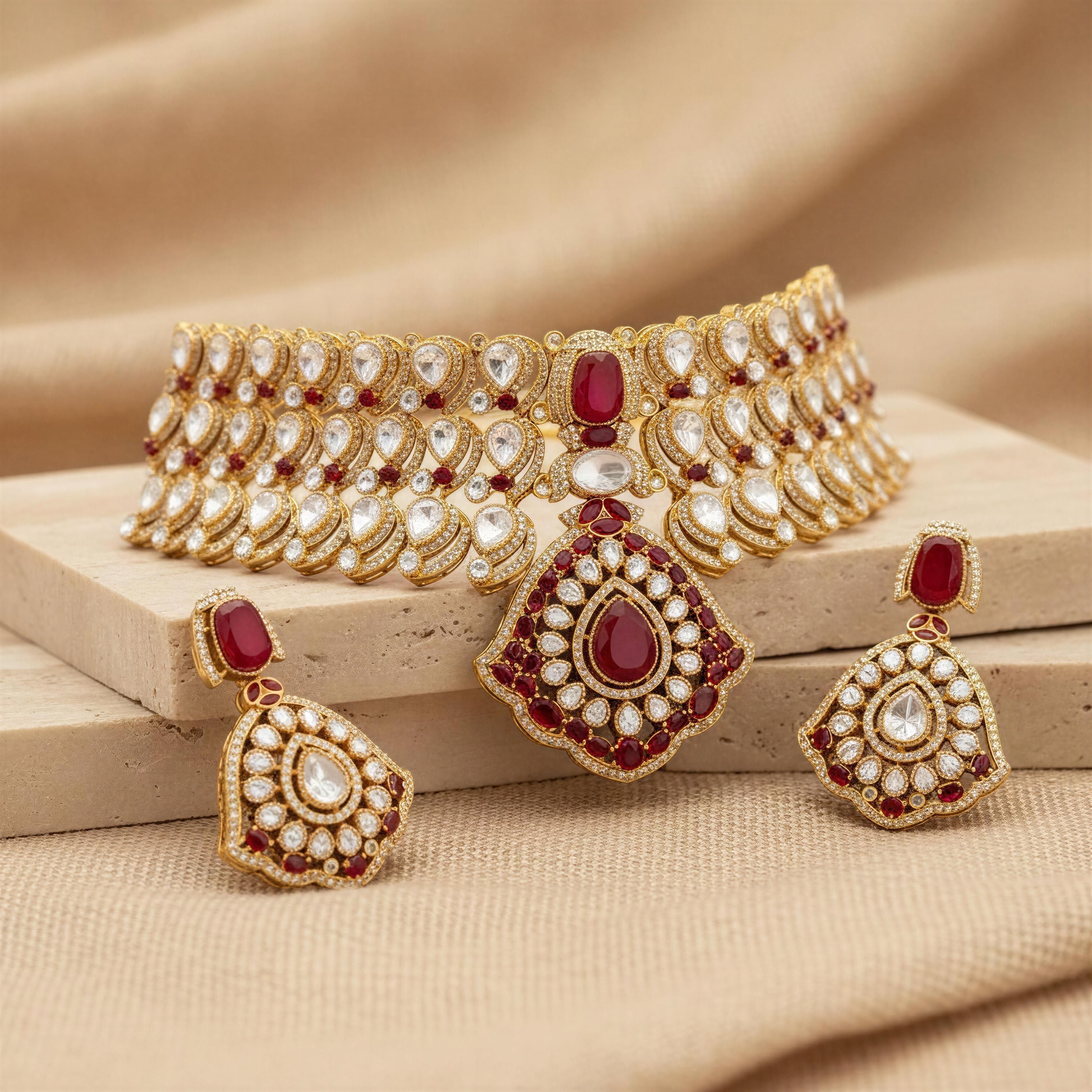 Royal Ruby Kundan Necklace Set