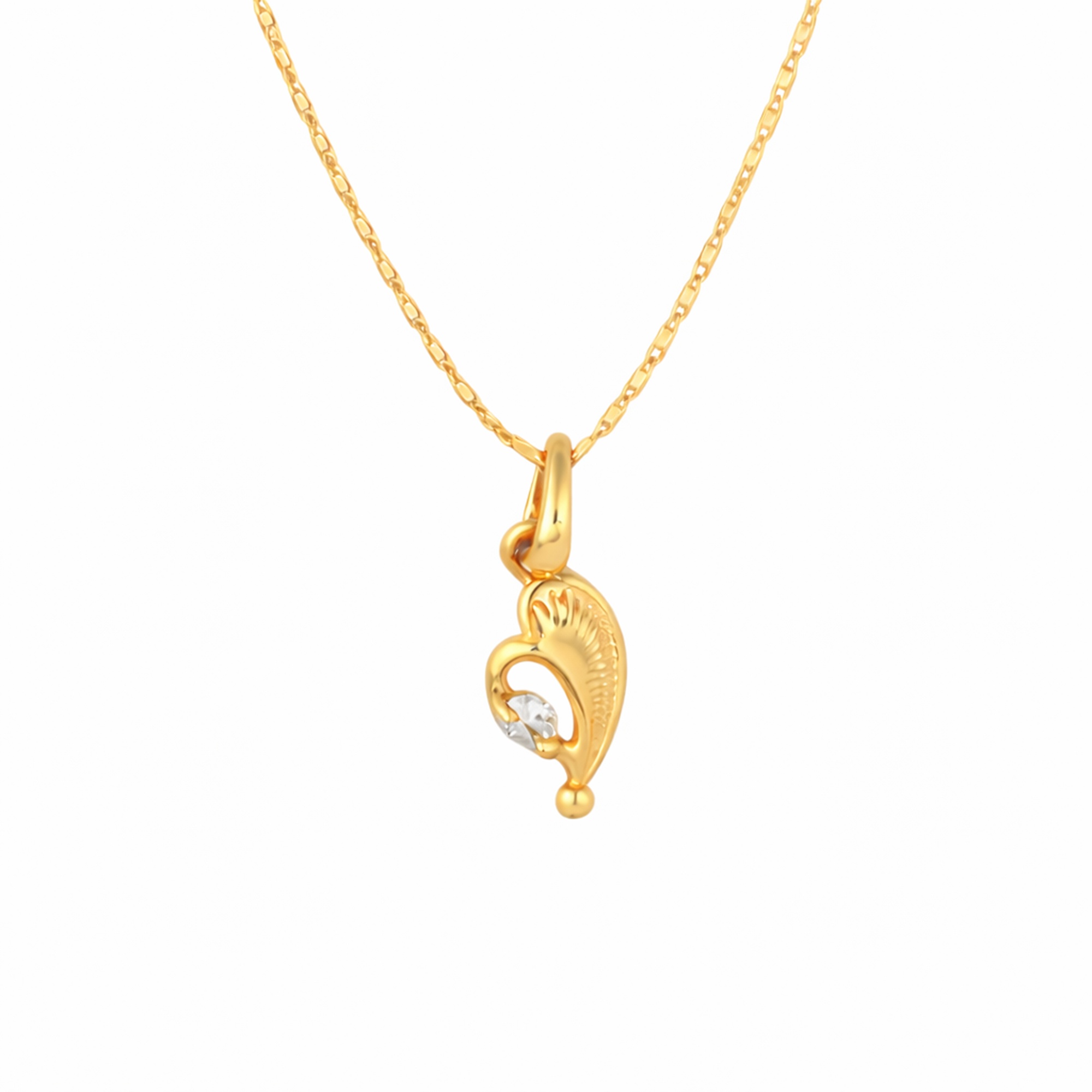 Leaf Heart Chain Pendant Set
