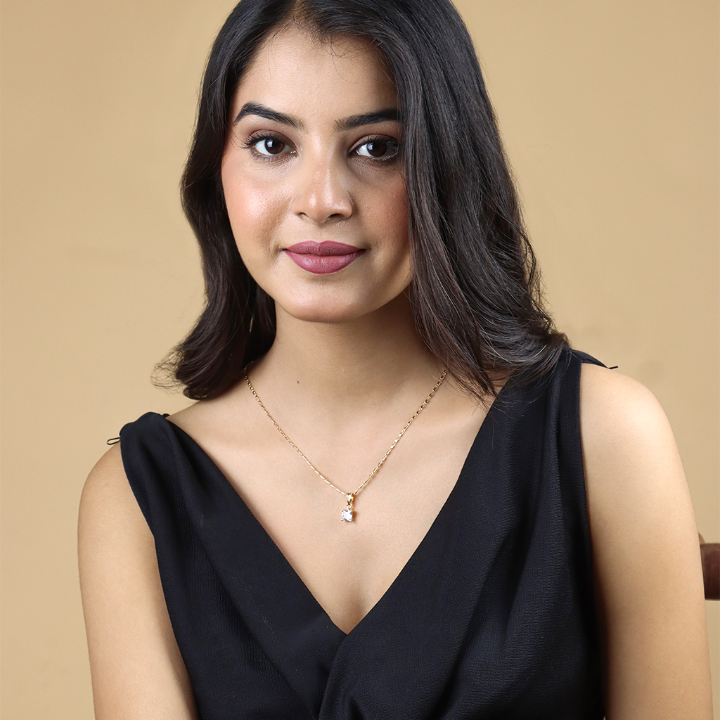 Princess Cut Chain Pendant Set