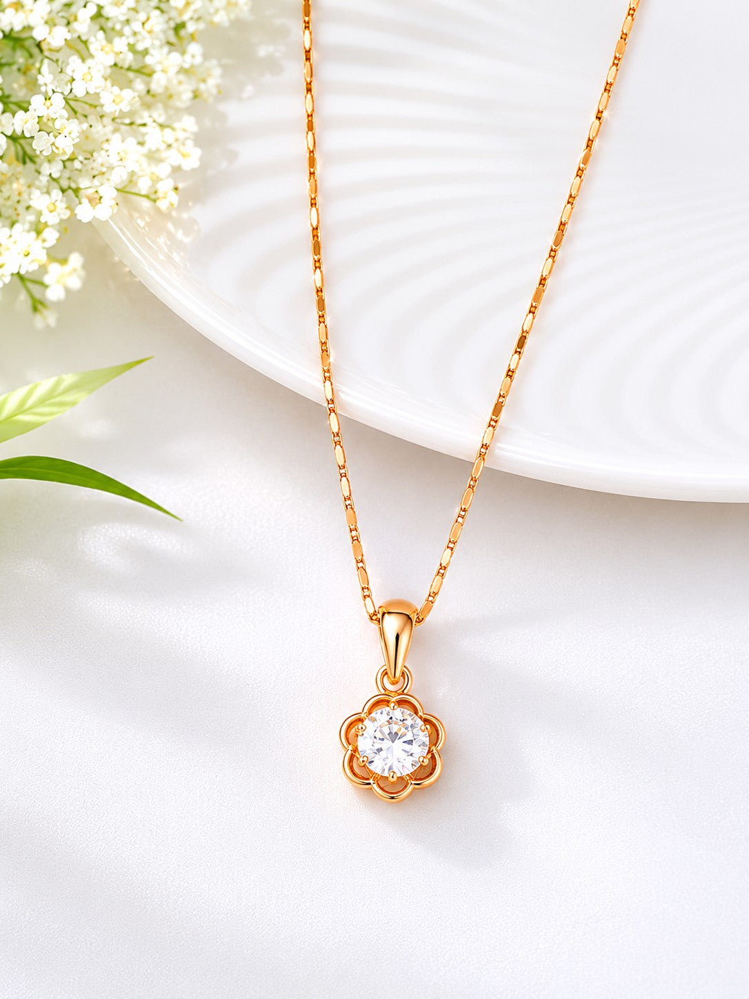 Flower Drop Chain Pendant Set