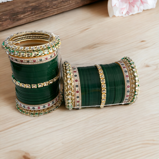 Kundan Green Chuda Set