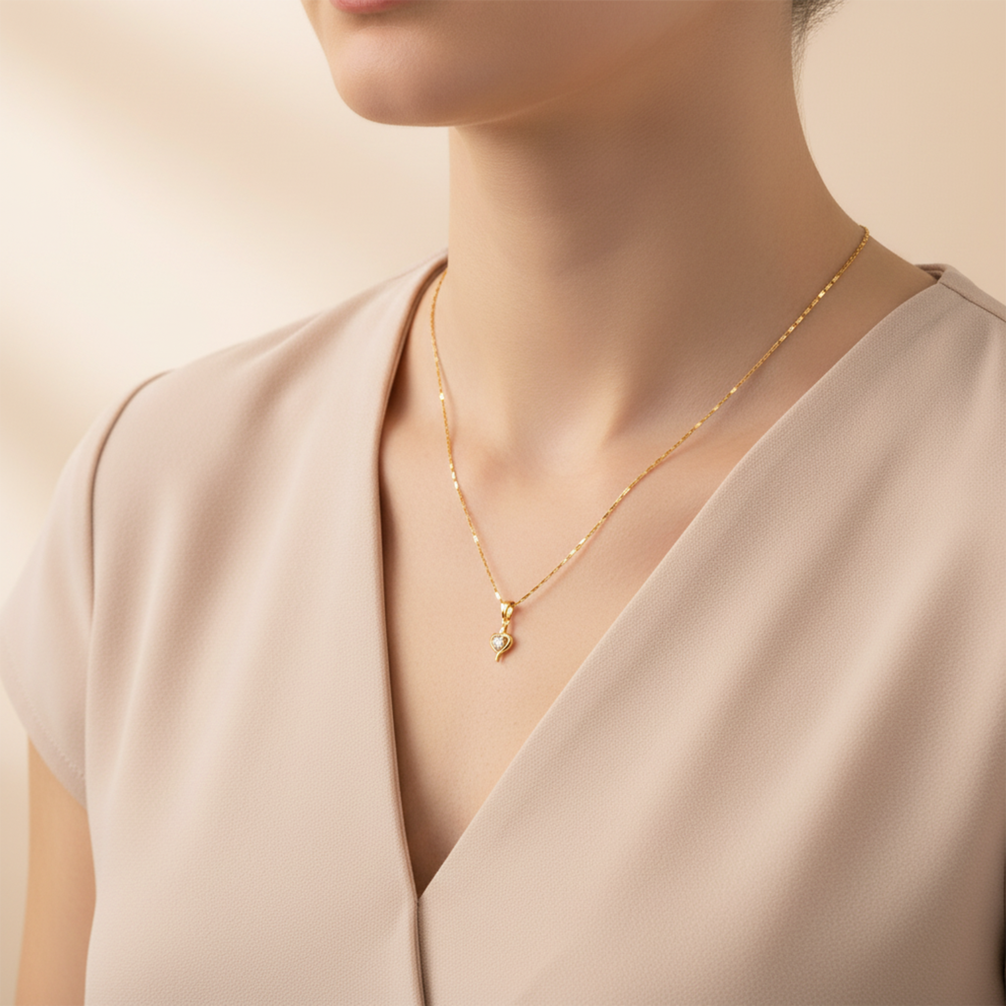 Sharp Heart Chain Pendant Set