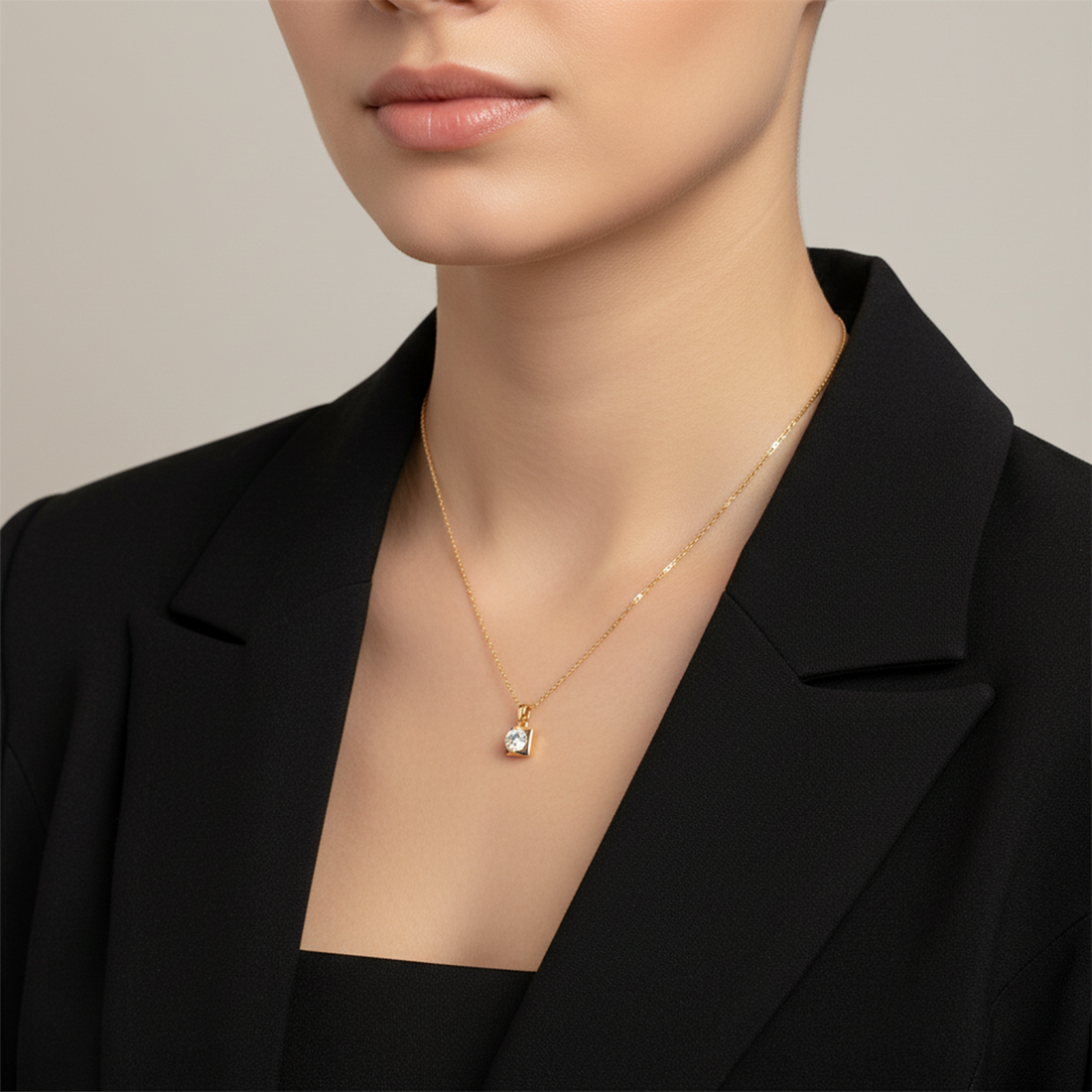 Square Pyramid Drop Chain Pendant Set