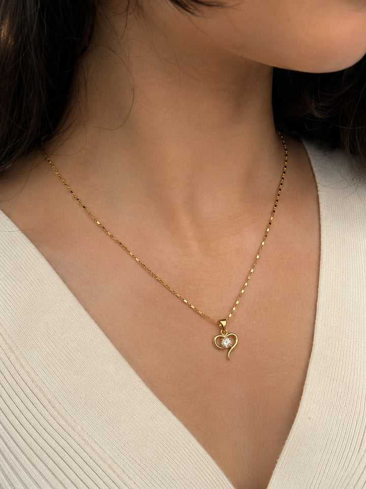 Half Heart Drop Chain Pendant Set