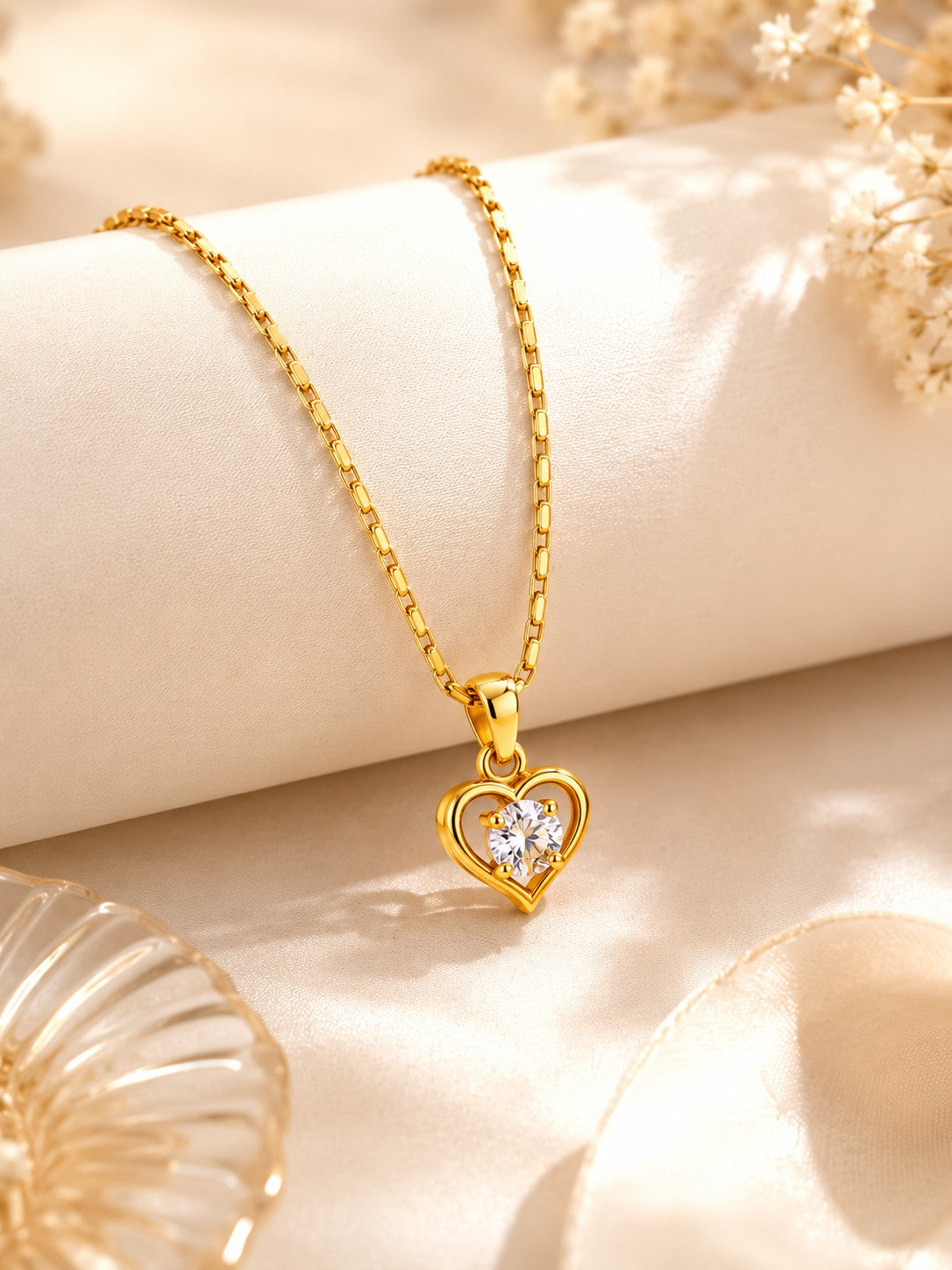 Heart Shape Chain Pendant Set
