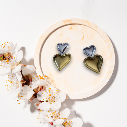 Double Heart Stud Earrings