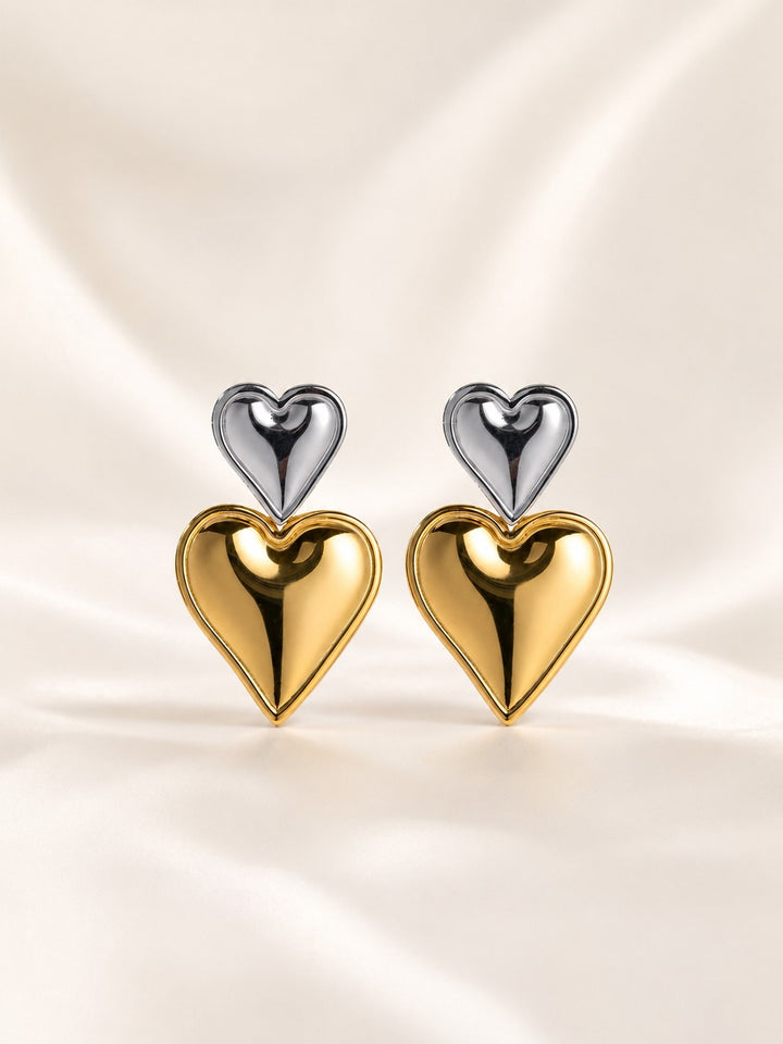 Double Heart Stud Earrings