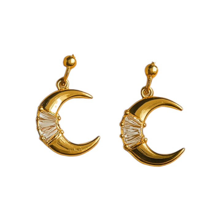 18k Gold Moon Stud Earrings