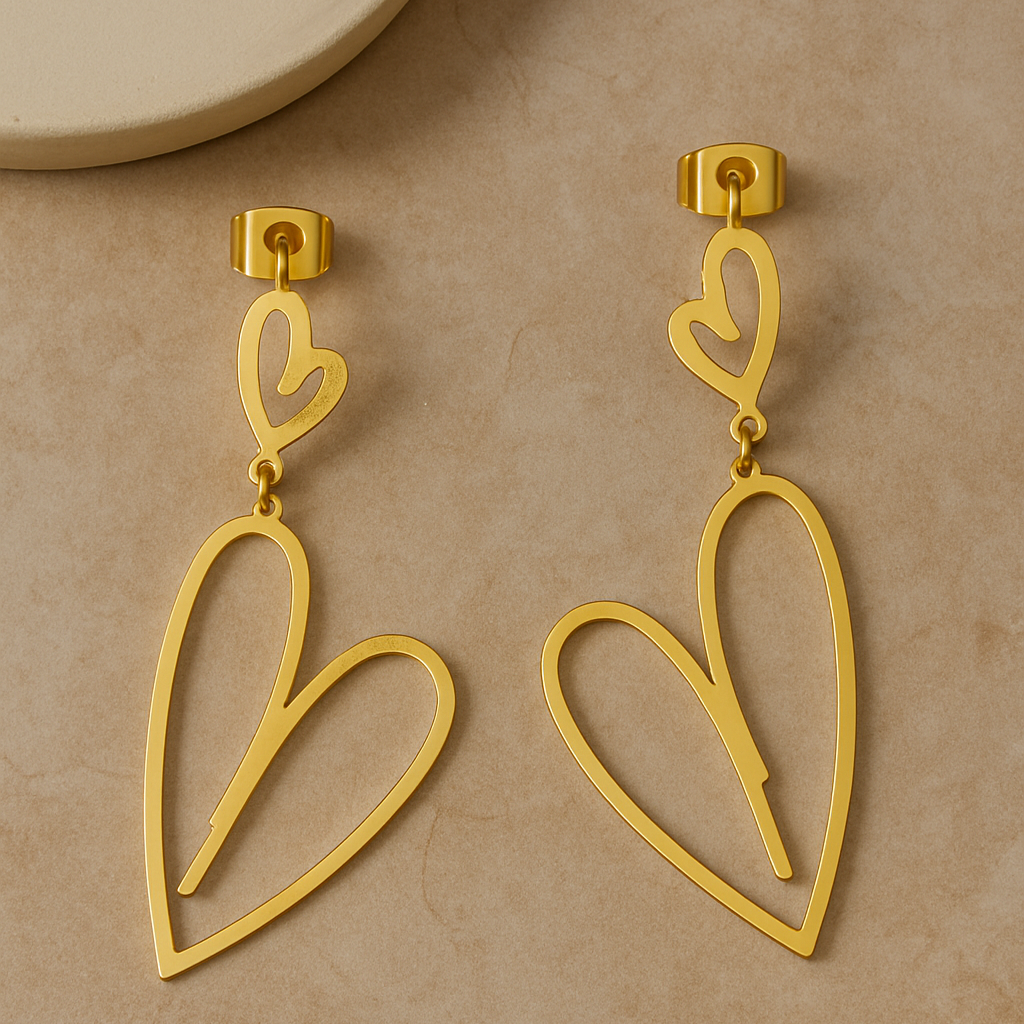 Dual Heart Stud Earrings