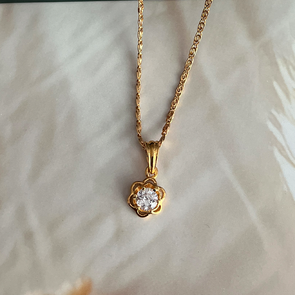 Flower Drop Chain Pendant Set