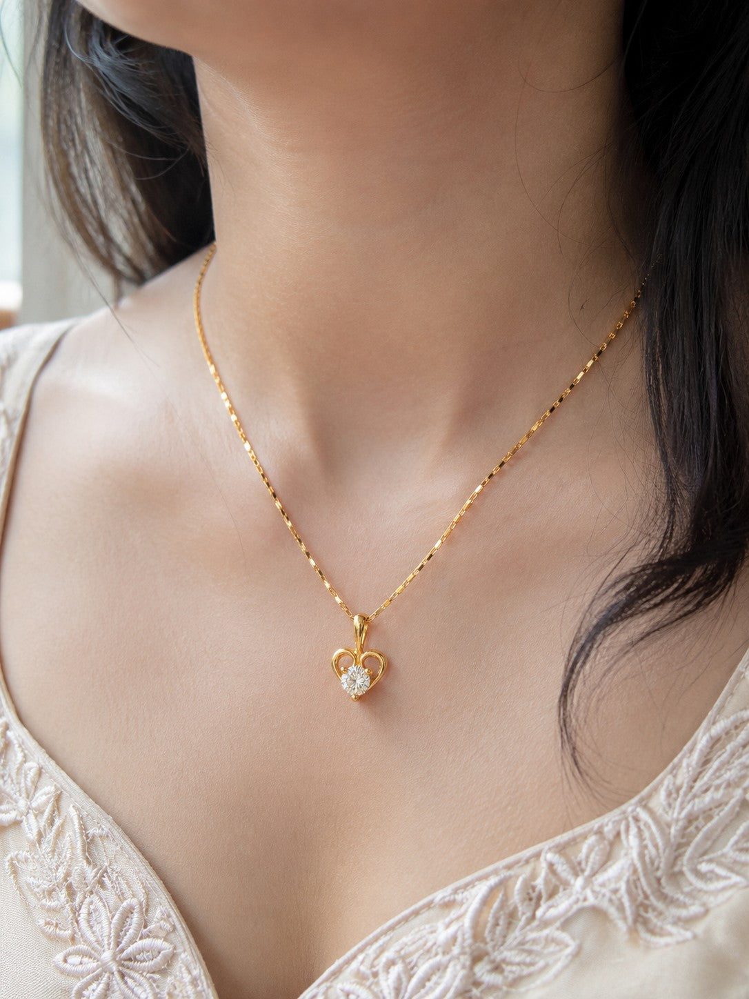 Heart Drop Chain Pendant Set