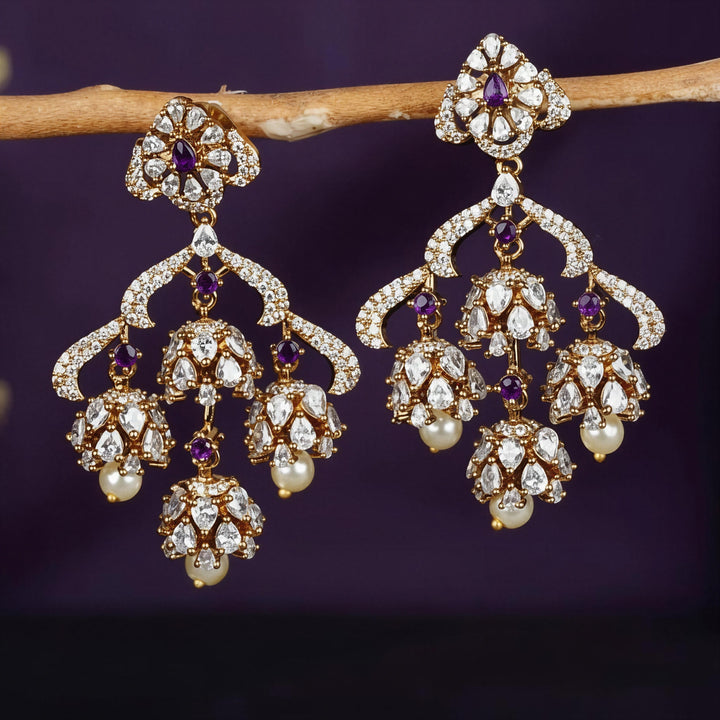 Luxury Emerald & Pearl Kundan Chandbali Earrings