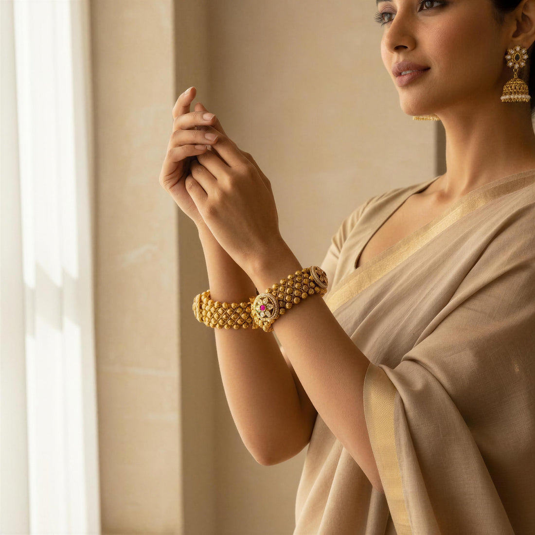 Riwaaz Gold Statement Kada (Set of 2)