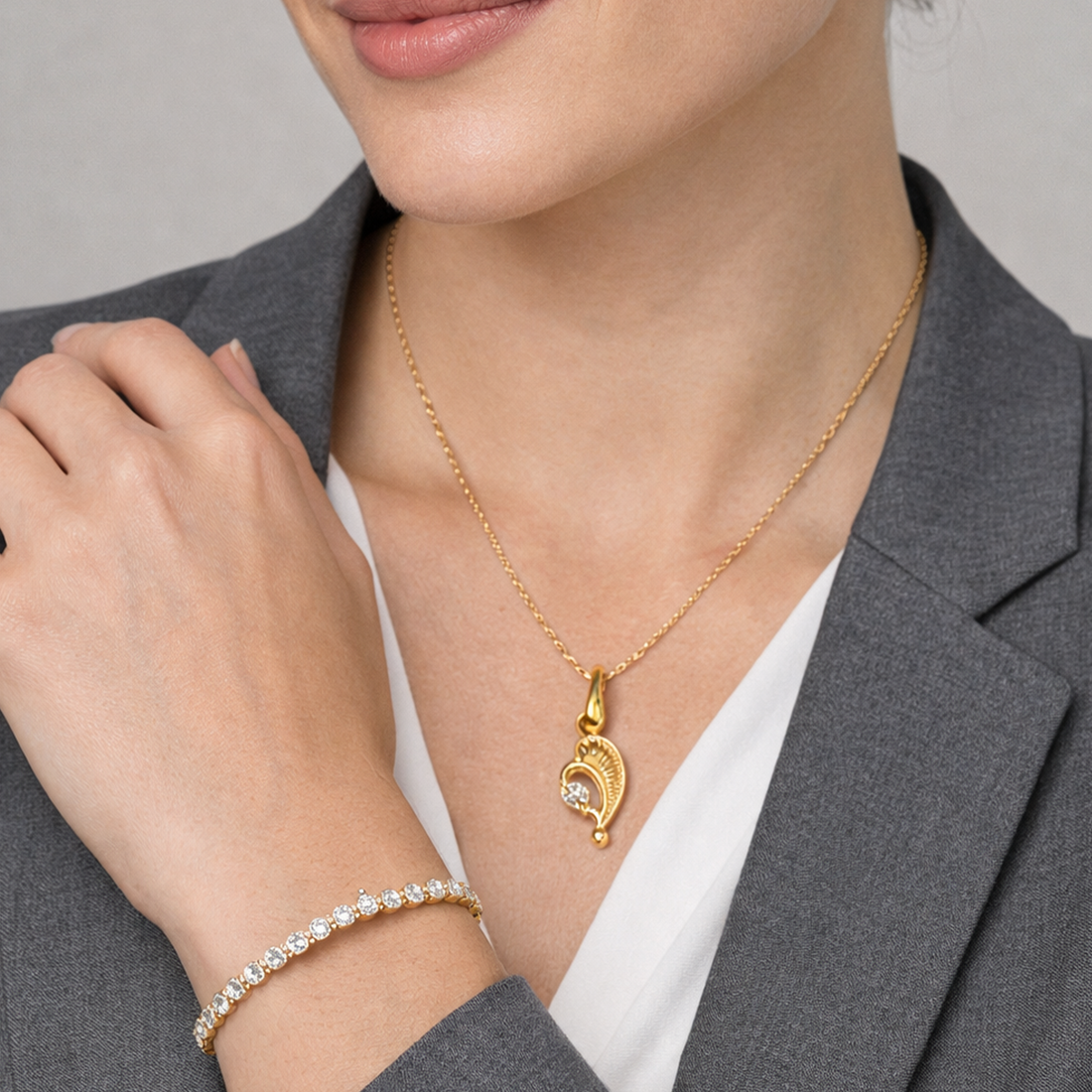 Leaf Heart Chain Pendant Set