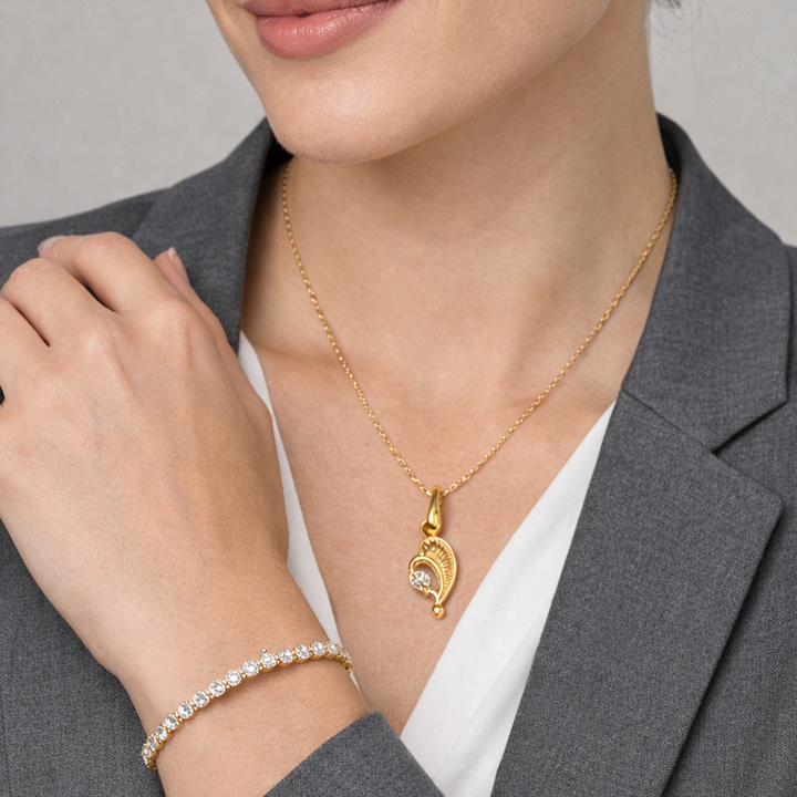 Leaf Heart Chain Pendant Set