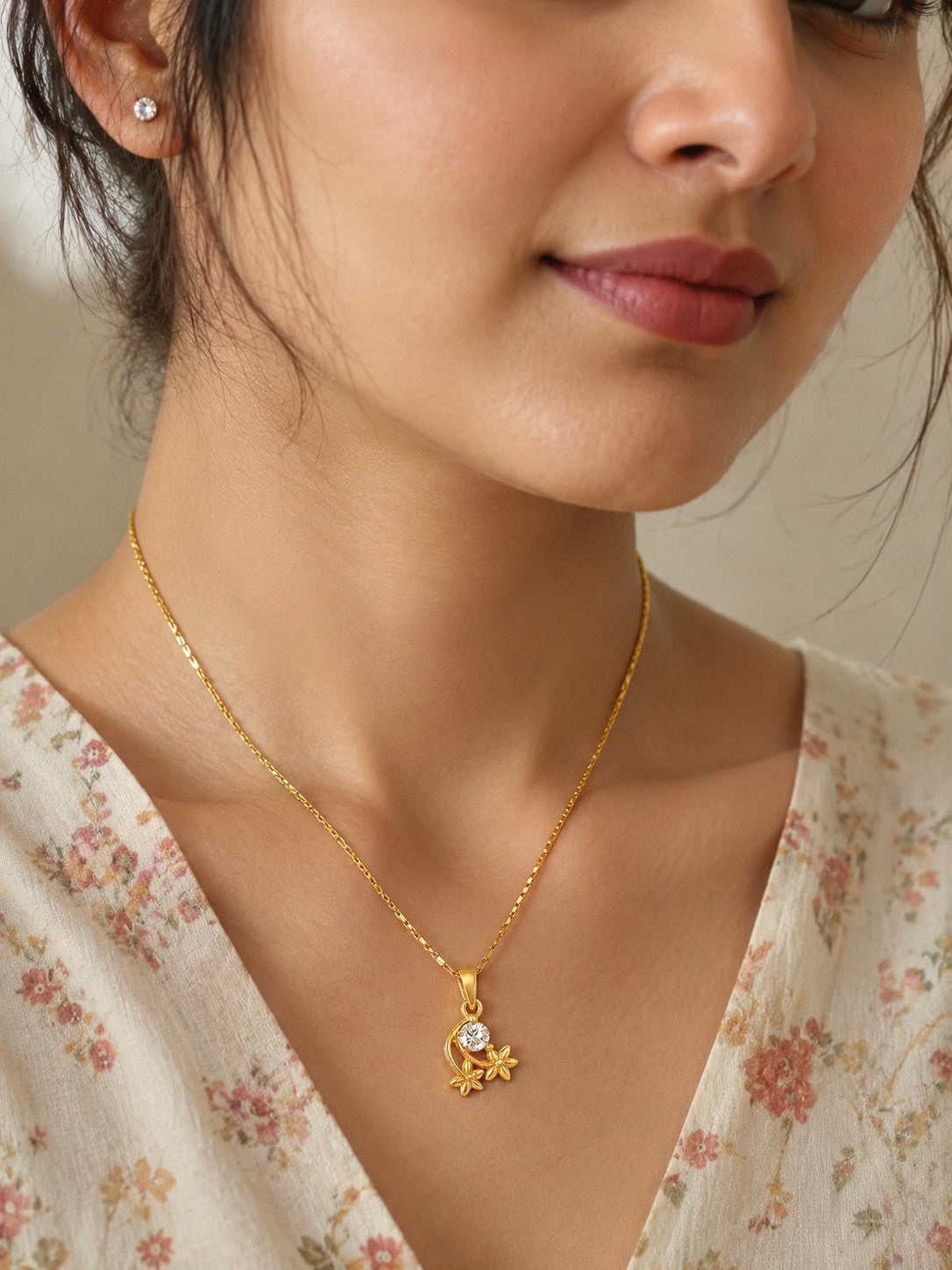 Flower Drop Chain Pendant Set