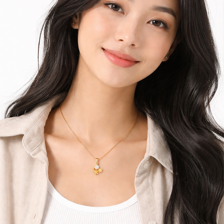 Flower Drop Chain Pendant Set