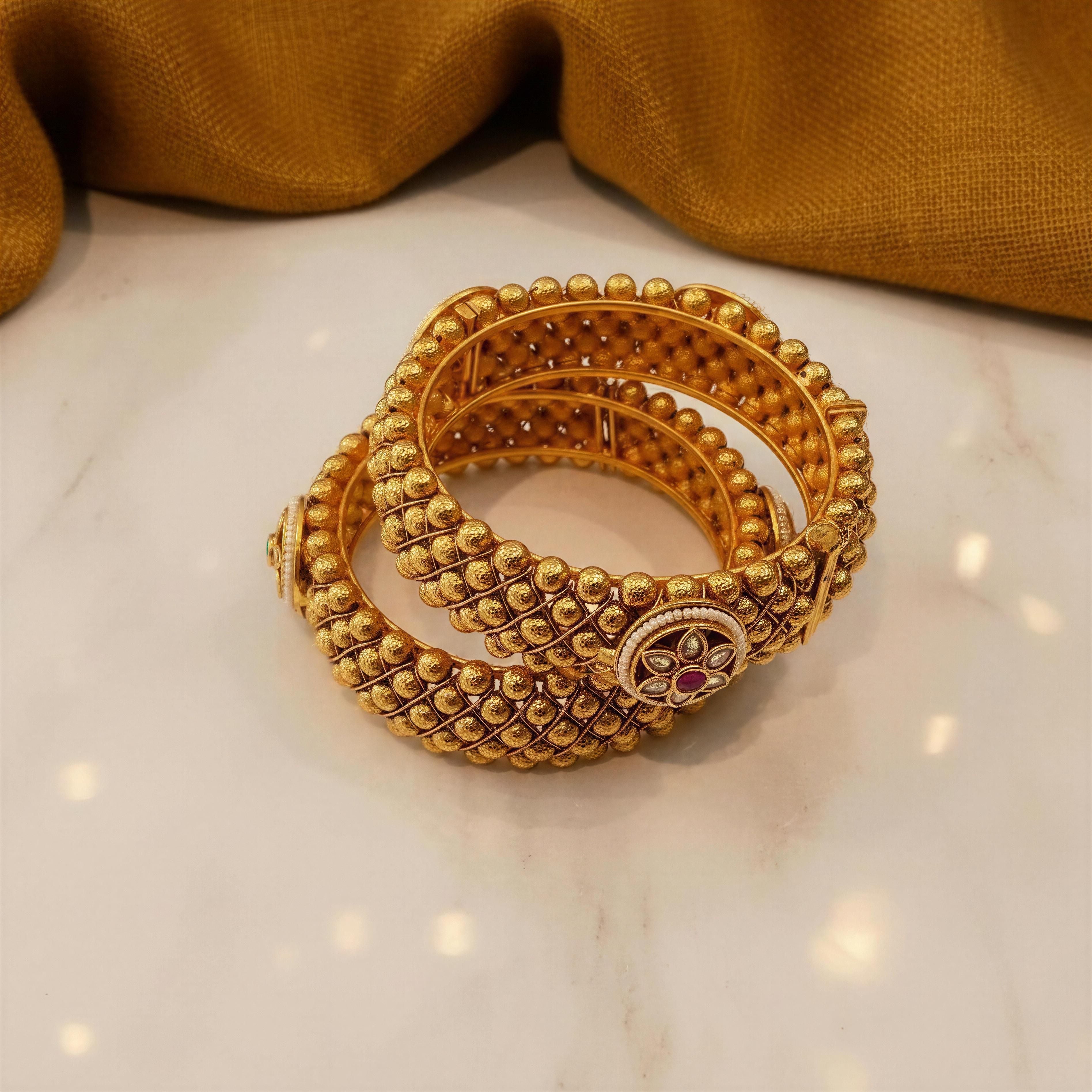 Riwaaz Gold Statement Kada (Set of 2)